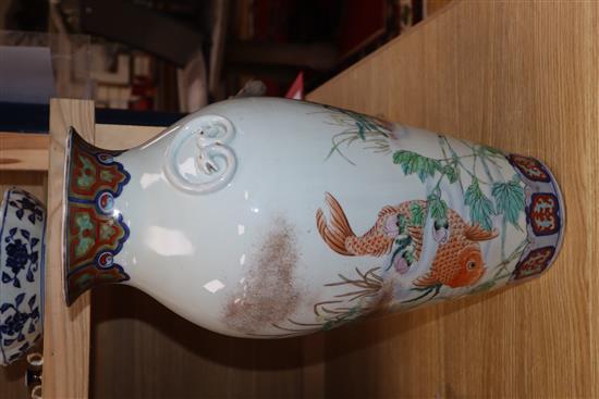 A Japanese Imari carp vase Height